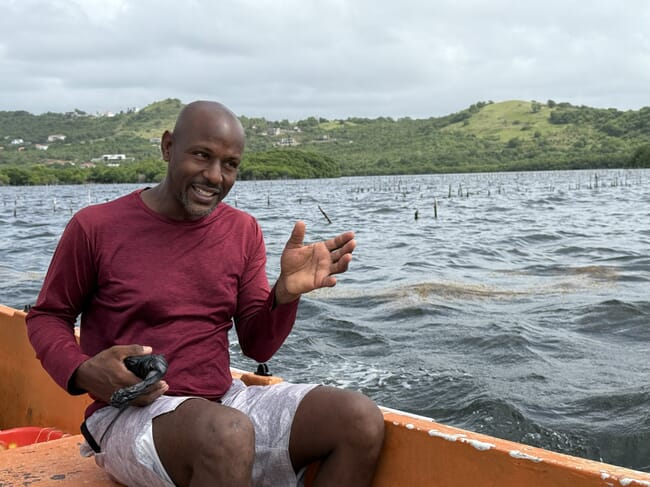 A man in a boat.