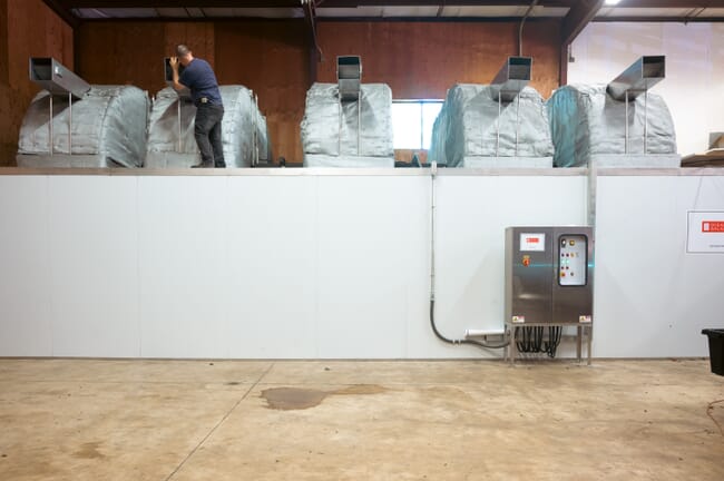 Inside a kelp drying facility.