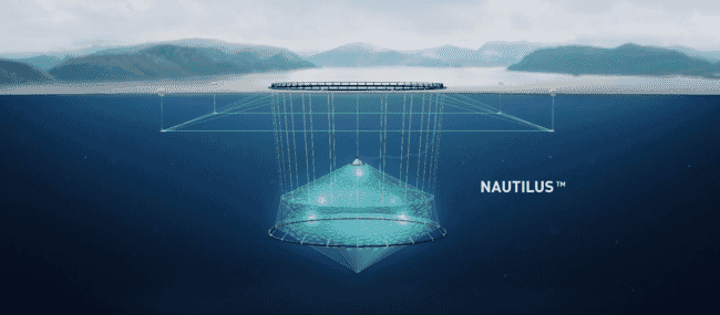 Diagram of a submersible fish pen.